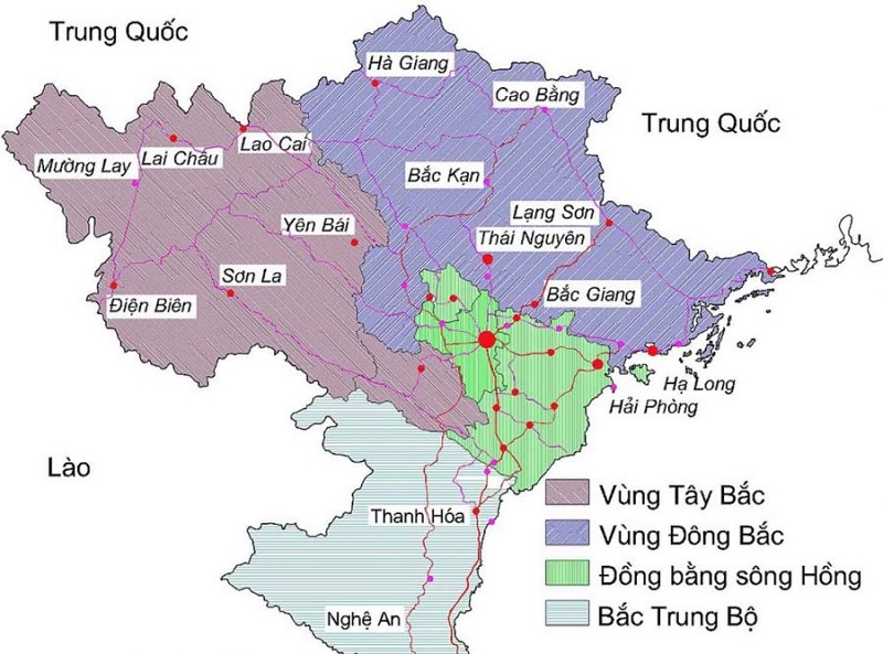 Miền Bắc Việt Nam chia làm 3 khu vực chính