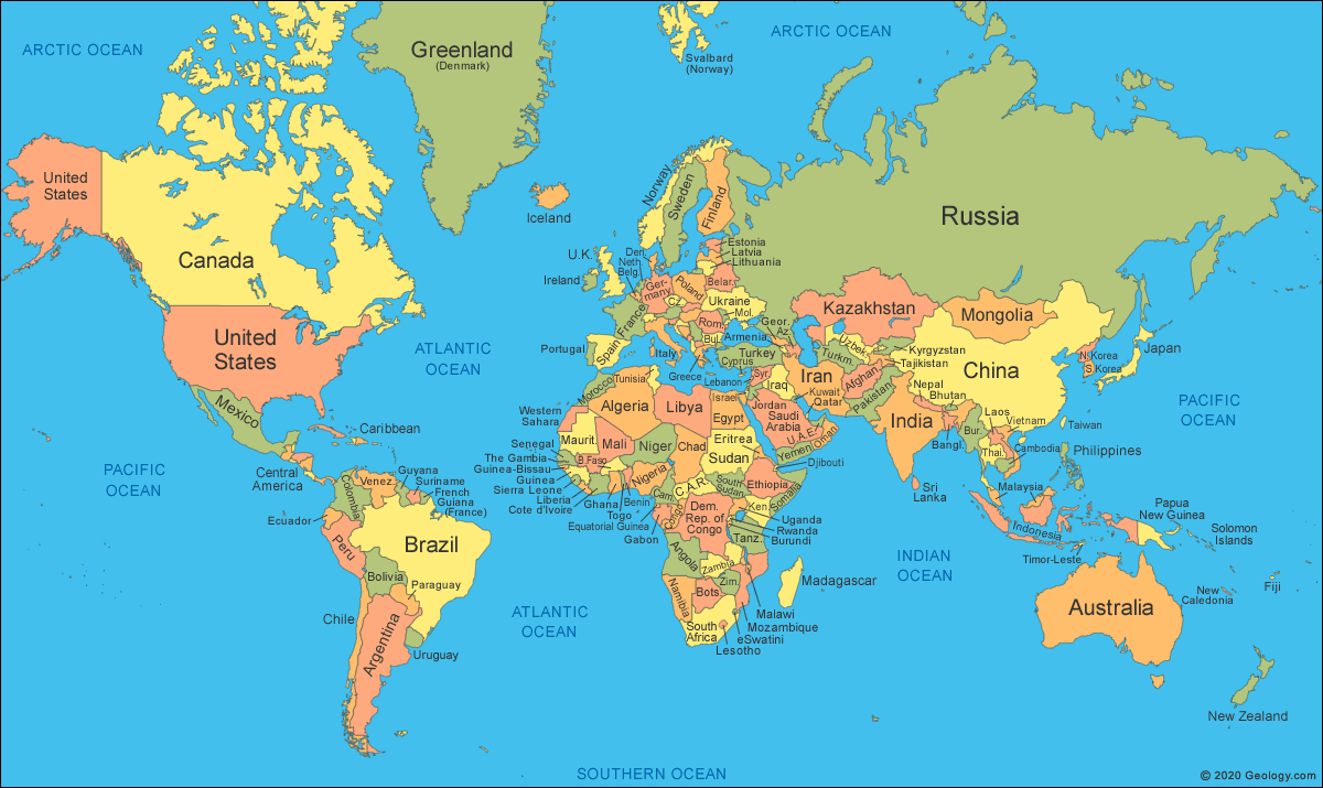 Bản đồ thế giới tiếng Anh