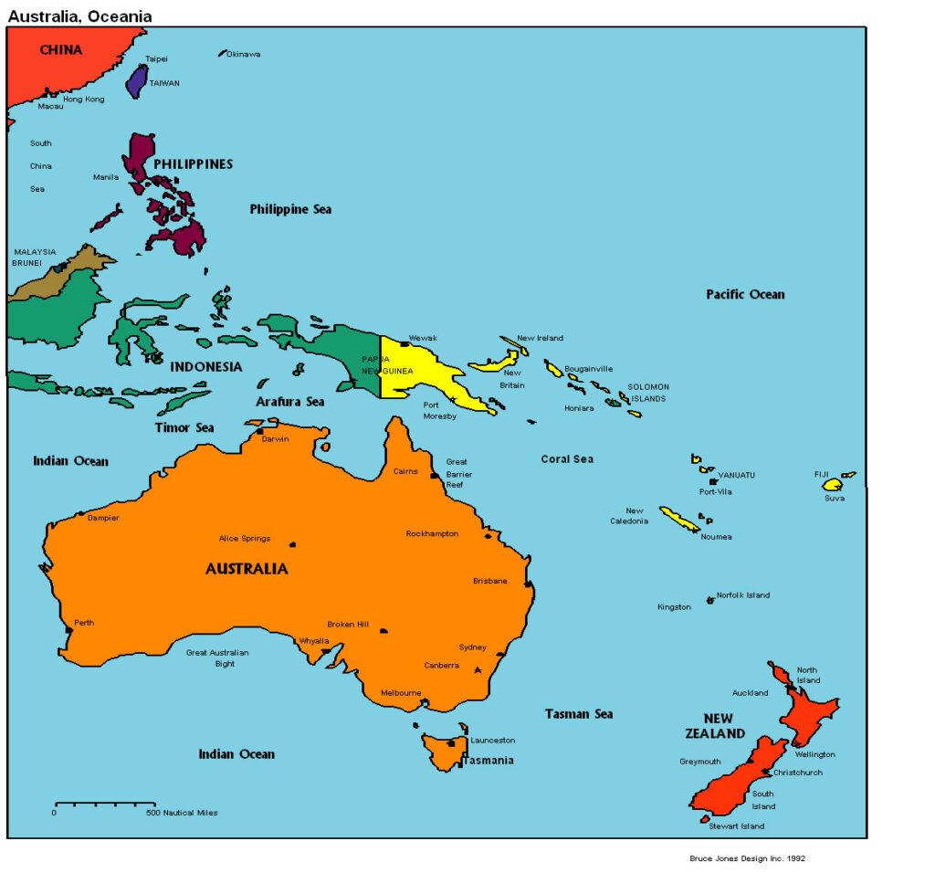Bản đồ các quốc gia Châu Đại Dương