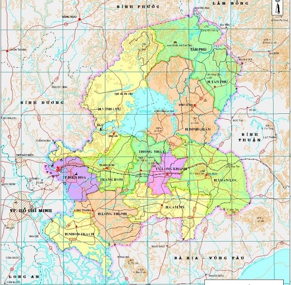 Bản đồ tỉnh Đồng Nai phóng to