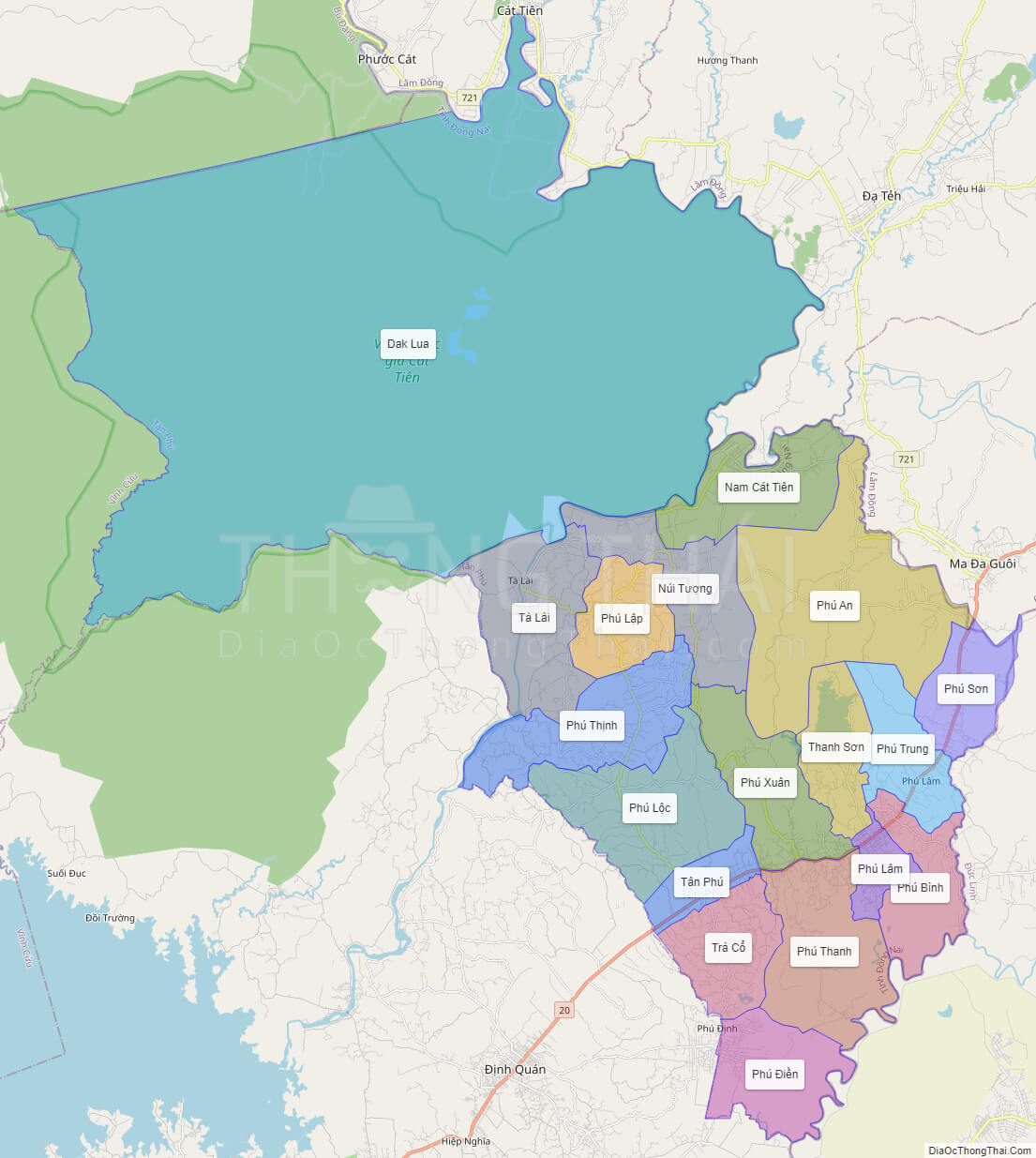 Bản đồ hành chính huyện Tân Phú