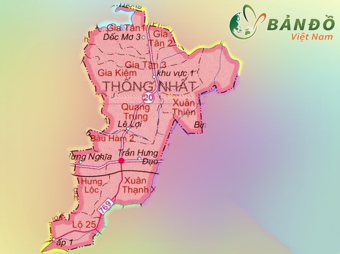 Bản đồ hành chính huyện Thống Nhất