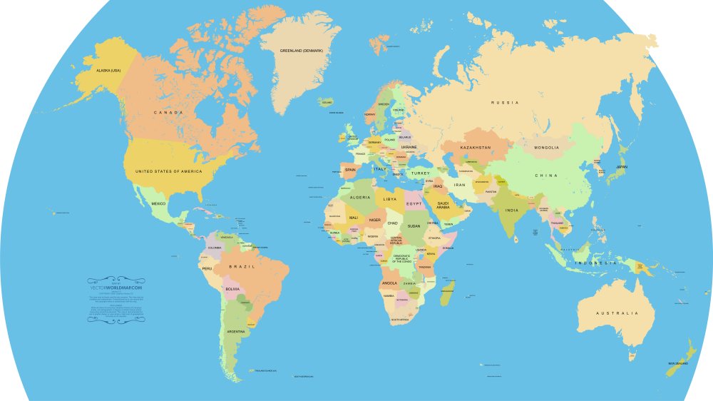 Bản đồ tổng quan về các nước trên thế giới