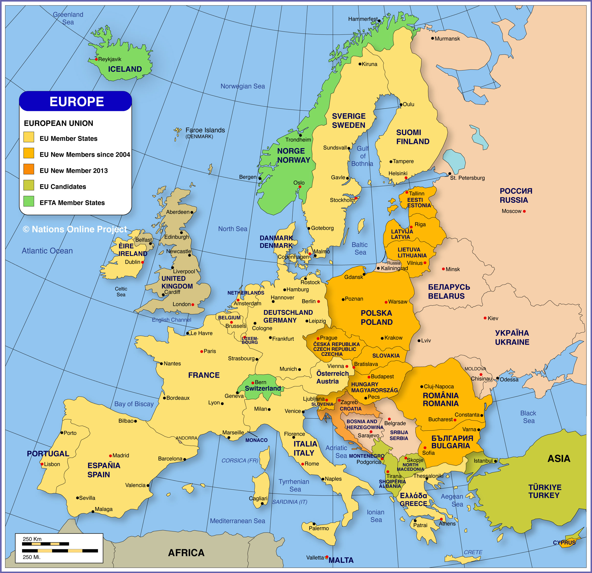 Bản đồ năm gia nhập EU của châu Âu