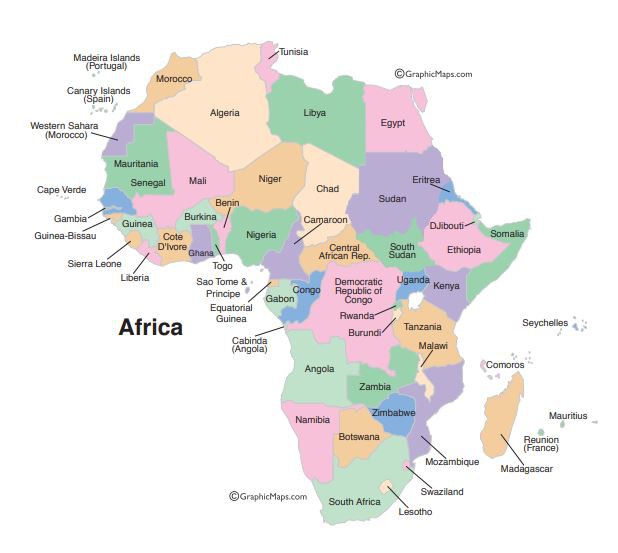 Bản đồ từng nước của châu Phi