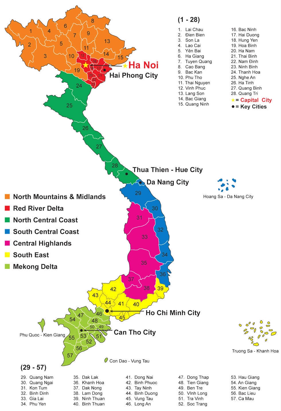 Bản đồ các tỉnh, thành phố của Việt Nam