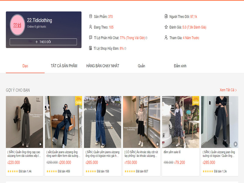 Tidiclothing là shop order quần áo Taobao rẻ nhất Shopee